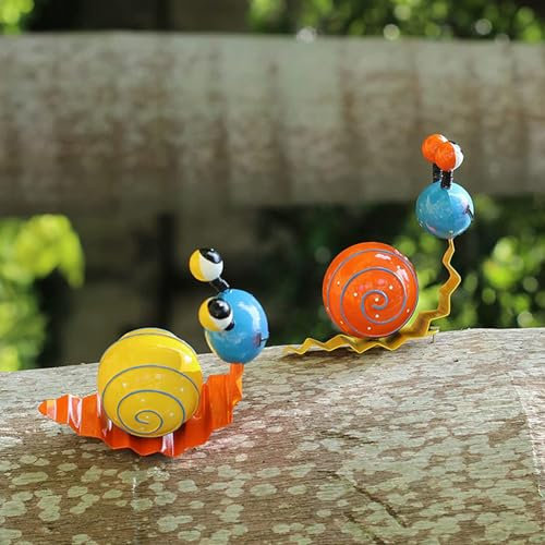 TETSMG Gartendeko FüR DraußEn | Schnecke Deko Garten | Gartendeko Metall | Gartendeko FüR DraußEn Wetterfest Garten Gadgets Gartenfigur FüR Innen DraußEn Hof Und Balkon Dekoration (gelb+orange)