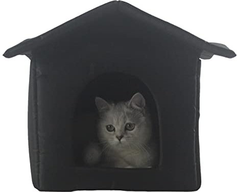 Casa para gatos con aislamiento para exteriores, para invierno, con calefacción, cama cálida para gatos, tela Oxford, resistente a la intemperie, casa para perros cerrada, parte inferior