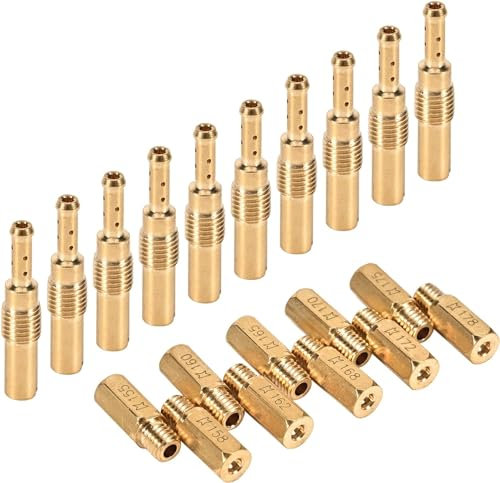 Trkimal 20PCS Vergaser Reparatur Zubehör Kits, 10PCS Vergaser Hauptdüsen und 10 Stück Slow Pilot Jets Kompatibel für PWK Keihin FCR OKO KOSO PE, Messing Jet Kits (20PCS-D)