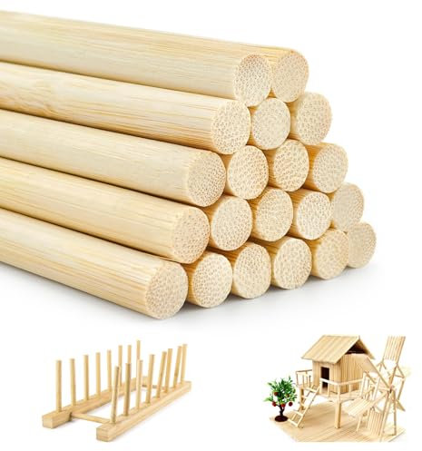 L&W Luck 20 Pièces Baguette Bois,Ø 8 mm,Longueur 30 cm,Bâtonnets en Bois Bricolage pour Arts Plastique Bricolage Décorations & Modèle Architectural (Style 1)