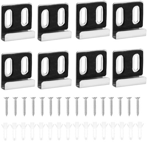 8pcs Clips Miroir en Métal, Canal Large Miroir Clips Support pour Miroir Sans Cadre Matériel de Montage Lourds Mirror Clips avec Vis pour Montage Mural Panneau d'Affichage de Miroir