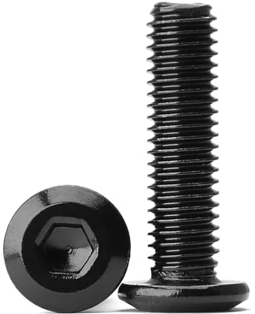 (80 Pièces) Vis à Tête Plate à Six Pans Creux M4 x 14mm, en Acier Inoxydable 304 Avec Finition Noire Oxydée, Vis à Tête Demi-Ronde à Embase, Filetage Complet
