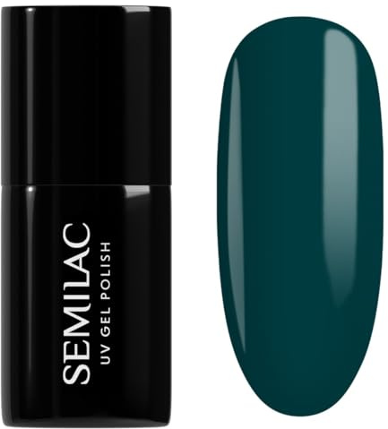 SEMILAC Gel Nail Polish 606 Cool Green - Full Coverage Gel Polish - Soak Off Easy To Use LED/UV Nail Lamp - Long Lasting Manicure and Pedicure up to 3 weeks | Green shade with full coverage and rich pigment, long lasting wear, soak off removal, for a manicure and pedicure at home