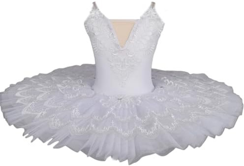 OTMYIGO Weiß,150, Kinder Ballett Professionelle Tutu Kinder Schwanensee Pfannkuchen Tutu Mädchen Ballerina Kostüme Tanz Tutu Ballett