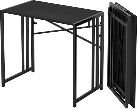 Lutown-Teen Escritorio plegable de 90 cm, para ordenador de juegos, camping, no requiere montaje, mesa de oficina en casa, color negro