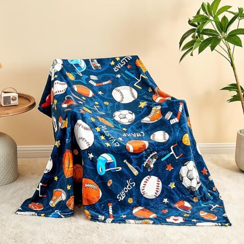 Wajade Schlagball Kuscheldecke für Kinder Kuscheldecke Flauschig Sherpa Decke Kinder Fleecedecke Wohndecke Weich Warm Flauschig Wohndecke für Mädchen Jungen 127 * 153