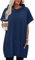 KISSMODA Long Shirts for Women Plus Size Summer Dresses 2025 Pullover Hoodies Short Sleeve Tunic Tops With Pockets, Navy, XXL
