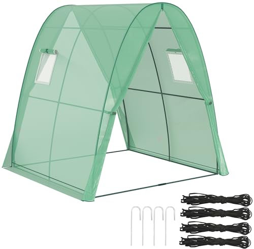 Serra Outsunny con porta avvolgibile, 2 finestre, serra in film d'acciaio resistente all'inverno, serra per balcone, giardino, casa per pomodori 180 x 180 x 200 cm, serra per pomodori, ortaggi, fiori,
