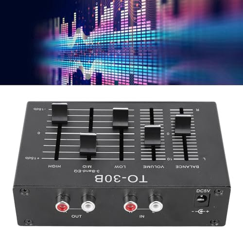 Phono Preamp EQ with 3 Band Equalizer, High Medium Low 3 Band Sound Channel Balance Volume Control Preamp, EQ Equalizer for Record Player Turntables