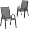 WOLTU Gartensessel 4 er Set, stapelbare Gartenstühle, Garten Sitzgruppe Outdoor ergonomisch, wetterfeste Terrassenmöbel für Garten, Terrasse, Balkon, Dunkelgrau