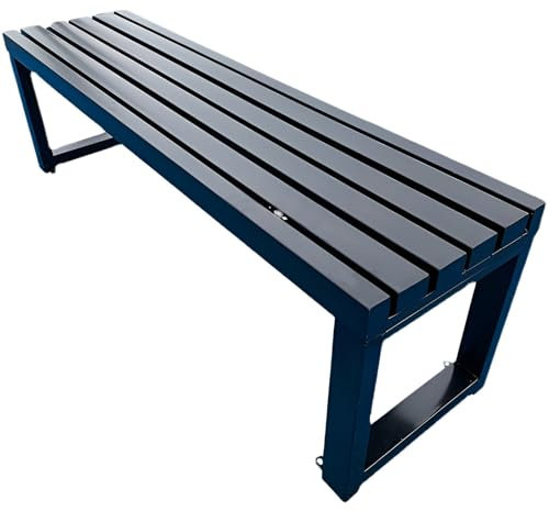 Banqueta de Exterior Negro 100/120/150cm, sin Respaldo, Banco de Parque, Robusto, Patas de Metal, Carga 240 kg(150x40x45cm)