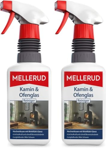 MELLERUD Kamin & Ofenglas Reiniger | 1 x 0,5 l | Reinigungsmittel zum Entfernen von hartnäckigen Verschmutzungen auf Kamin- und Ofenglasscheiben (Packung mit 2)