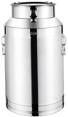 Stainless Steel Milk Jug, Coffee Cup Mug, 5 L Stainless Steel Bucket with Lid & Secure Buckle & Lifting Ring, Milk Frothing Pitcher Jugs for Food, Liquid