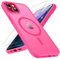 TQIAHF Magnetic Phone Case for iPhone 13 / iPhone 14 Case with 2 Tempered Glass Screen Protector Compatible with MagSafe Military Grade Translucent Matte Phone Cover,Rose Red