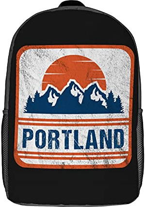 Bedruckt Rucksäcke Portland Mountain Retro Rucksack Trendy Backpack Für Camping, Schule, Reisen, 42X32X14Cm