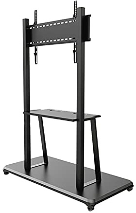 CAFIEDR Robuster Universal-Monitor-TV-Wagen für 32-65 Zoll, Metall-Bodenständer-TV-Ständer mit Feststellrädern und Ablagefach, für Konferenzräume