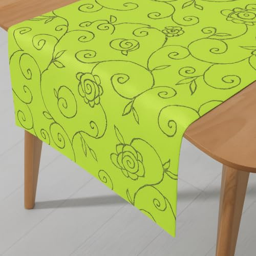 Miami Tischläufer Mediterran Apfelgrün Rechteckig 40 x 120 cm | pflegeleicht, wind- und wetterfest, rutschhemmend,