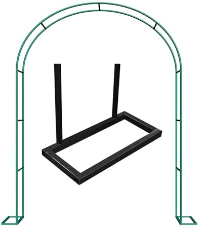 Großer Metall-Gartenbogen für Kletterpflanzen und Rosen, wetterfest und rostfrei, grün, 180 x 220 cm, perfekt für Outdoor-Dekoration und Ranken-Unterstützung