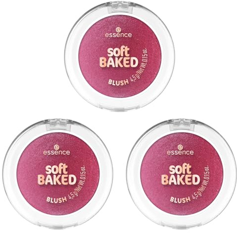 essence soft BAKED BLUSH, Rouge, Nr. 50, Rot, Expressergebnis, schimmernd, vegan, ölfrei, ohne Parfüm, ohne Alkohol, 3er Pack (3x4.5g)