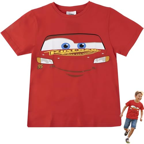Disney Cars McQueen/Stitch T-Shirt pour Enfants | T-Shirt à Manches Courtes en Coton Doux pour Garçons et Filles | T-Shirt Confortable pour Un Usage Quotidien | Graphique Officiel sous Licence