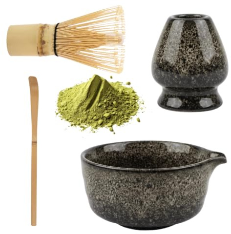SHOPIA Kit Matcha Completo - Set Matcha Japonés con Batidor de Bambú y Cuenco - Kit Te Matcha Ceremonial Ideal para Regalos, Juego de Té Macha Premium