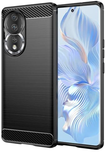 Techsuit für Honor 90 und Honor 80 Hülle mit Soft Touch, Stoßfest, Kameraschutz, Erhöhte Kanten, Luftkissen Ecken, Anti Fingerabdruck, Flexibel, Carbon Silicone Series, Schwarz