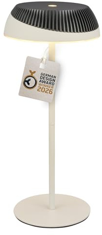 BRILONER - Alusta LED Tischlampe kabellos IP44 mit Touch, dimmbar, warmweißes Licht, Tischlampe Akku, Nachttischlampe, Leselampe, German Design Award Winner 2026, 14x32 cm, Anthrazit-Warm Grey