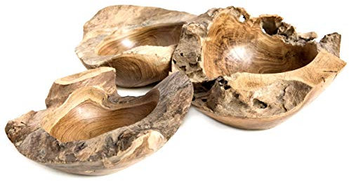 Windalf Vintage Deko Holzschale DALIN Ø 18 cm Pralinenschale Teakholzschale Gewürzschale Handarbeit aus Wurzelholz