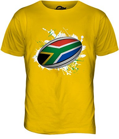 Candymix Südafrika Rugby Ball Herren T Shirt, Größe Medium, Farbe Dunkelgelb