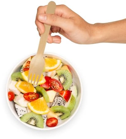 We Can Source It Ltd - Wooden Disposable Forks 160mm - Eco-Friendly 100% Natural Biodegradable Fully Compostable Cutlery Set - Great for Parties BBQ Picnics and Events - 100 Pack