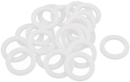 sourcing map 20 Stück PTFE Unterlegscheiben Dichtung 24mm Außendurchm. 16mm Innendurchm. 2mm Dicke für Wasserhahn Rohr Wasserschlauch, Weiß