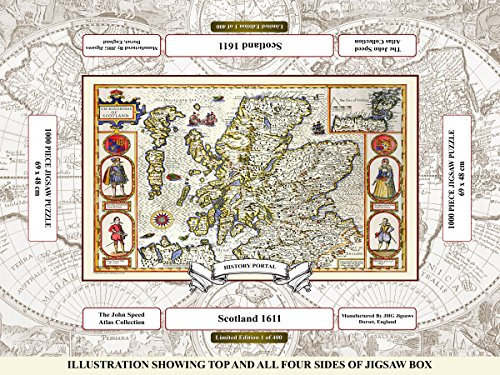 History Portal Limited Edition 1000 Piece Jigsaw Puzzle - Map of Scotland 1611 by John Speed