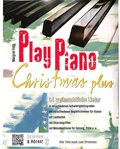 Play Piano Christmas Plus - Das Buch der Weihnachtslieder von Margret Feils – für alle Jahre immer wieder - mit bunter herzförmiger Notenklammer