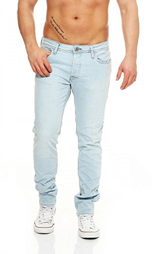 JACK & JONES Mens Slim Fit Jeans Low Rise 5-Pocket Style Casual Denim Pants for Men UK, Blue Denim Colour, Size- 30W / 32L