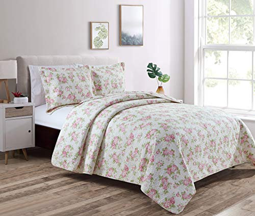 Chezmoi Collection 3-teiliges 2-in-1-Wende-Bettwäscheset aus 100 % Baumwolle, Rosa / Rosa