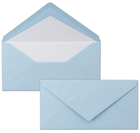 25 x DIN Lang Briefumschläge - Blau mit weißem Seidenfutter - 11x22 cm - 80 g/m² - ideal für Einladungen, Weihnachtskarten, Glückwunschkarten aus der Serie Farbenfroh