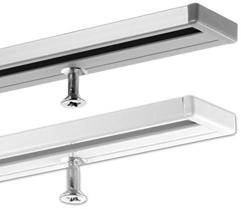 GARDINEUM 2.80 m (2 x 1.40 m + Verbinder) Gardinenschiene,alle Längen bis 4,00 möglich, Vorhangschiene Aluminium, 1-läufig - vorgebohrt! silber, hochwertig eloxiert