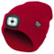 Mütze-Beanie Farbe rot, 2. Generation mit besserem Halt des LED Licht, USB-Rechargeable, OneSize, 3 Helligkeitsstufen, 1 Blinkmodus, waschbar, Lampe entnehmbar | Marken Qualität von Gorilla
