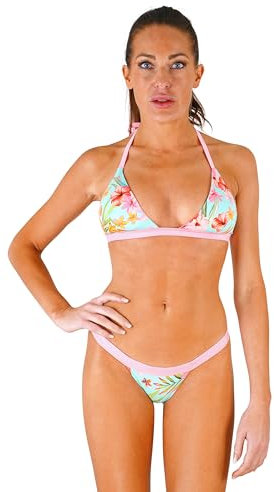 my sexy bikini - Maillot de Bain String Bikini Sexy - Marquises - Rose Bleu (Bas: 40/42 | Haut: 2)
