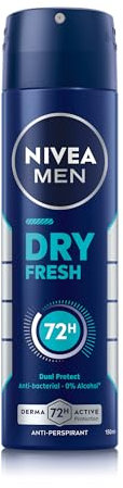 NIVEA MEN Deodorante Spray Dry Fresh 6 x 150 ml, Deodorante uomo per una protezione sicura 72h, Deo spray antitraspirante senza alcool e dermotestato per un'intensa sensazione di freschezza