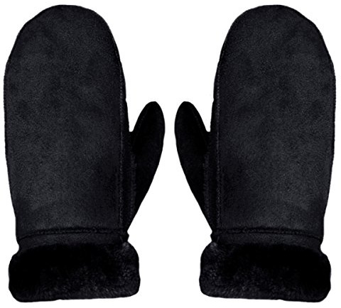 Millya Men Winter Suede Thermal Mittens Fleece Lined Warm Gloves with Turn Back Cuff