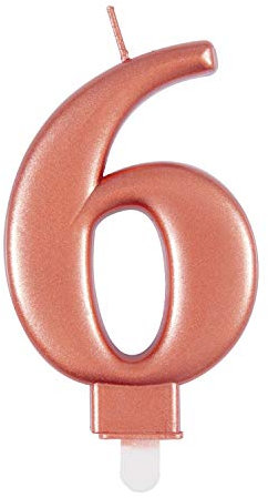 Metallische Geburtstagskerze - Zahl 6 - Roségold