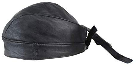 EURO STARS Motorrad, Rocker Biker Leder Kopftuch, Bandana Headwrap Schwarz