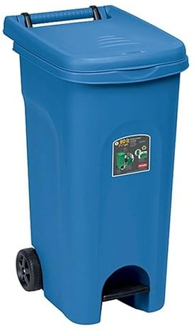 Pattumiera per la raccolta differenziata dei rifiuti bidoni spazzatura contenitori con fermasacco da interno e esterno plastica forte 80 lt con ruote per un'agevole mobilità-blu