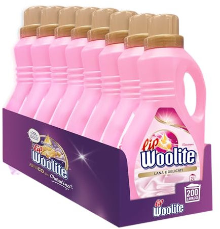 Lip Woolite Detersivo Lavatrice Liquido, Detersivo Per Capi Delicati, Lana E Capi Delicati, 200 Lavaggi, 8 Confezioni Da 25 Lavaggi