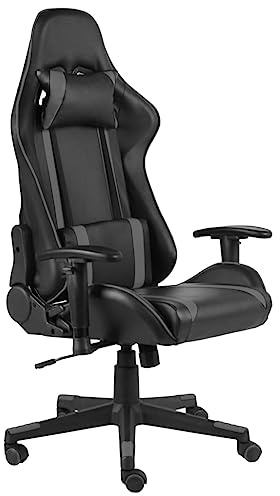 vidaXL Sedia da Gaming Girevole Poltroncina Relax Arredo Casa Moderna Elegante Robusta Lavoro Relax Arredo Arredamento Casa Grigia in PVC