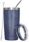 MEWAY Gobelet de voyage à paillettes de 591 ml – Isolation sous vide à double paroi – En acier inoxydable avec revêtement en poudre – Avec couvercle et paille – Pour femme (bleu marine arc-en-ciel, 1)
