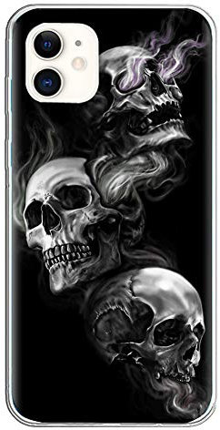 Halloween Mobile Phone Case Compatible with Apple iPhone 7 Plus/8 Plus Case Transparent [Shockproof] Soft Silicone [Scratch-Resistant] TPU Bumper Ultra Thin Skull Flower Pattern Transparent Protective