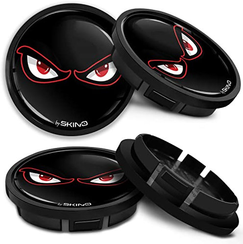 SkinoEu Kompatibel für Nabendeckel VW 66mm 5G0601171XQI Radnabenabdeckung für Alufelgen Felgendeckel Nabenkappe Radkappen Schwarz No Fear Augen CR 7