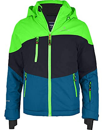 Bergson Volker neo | Kinder Skijacke, die perfekte Skijacke für Junge Abenteurer - warm, funktional und stylisch!, Night Sky/Green Gecko/Blue sap, 176 - Kinder